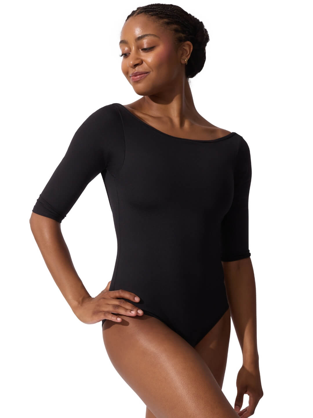 Capezio Staple Three Quarter Sleeve Boatneck Leotard | Capezio