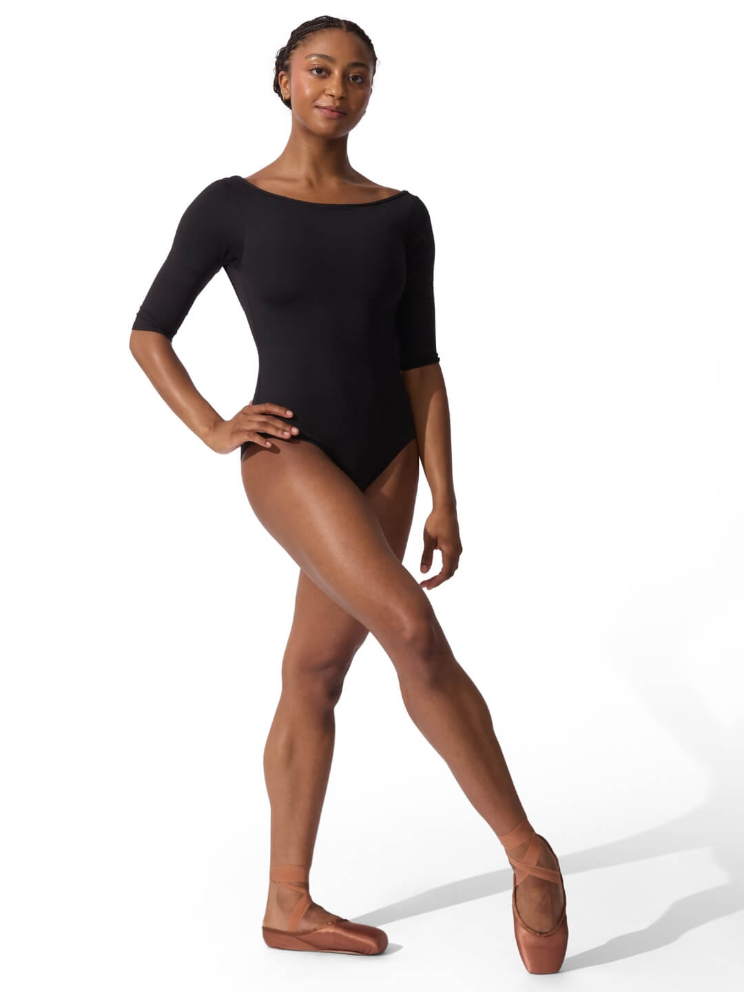 Capezio Staple Three Quarter Sleeve Boatneck Leotard | Capezio