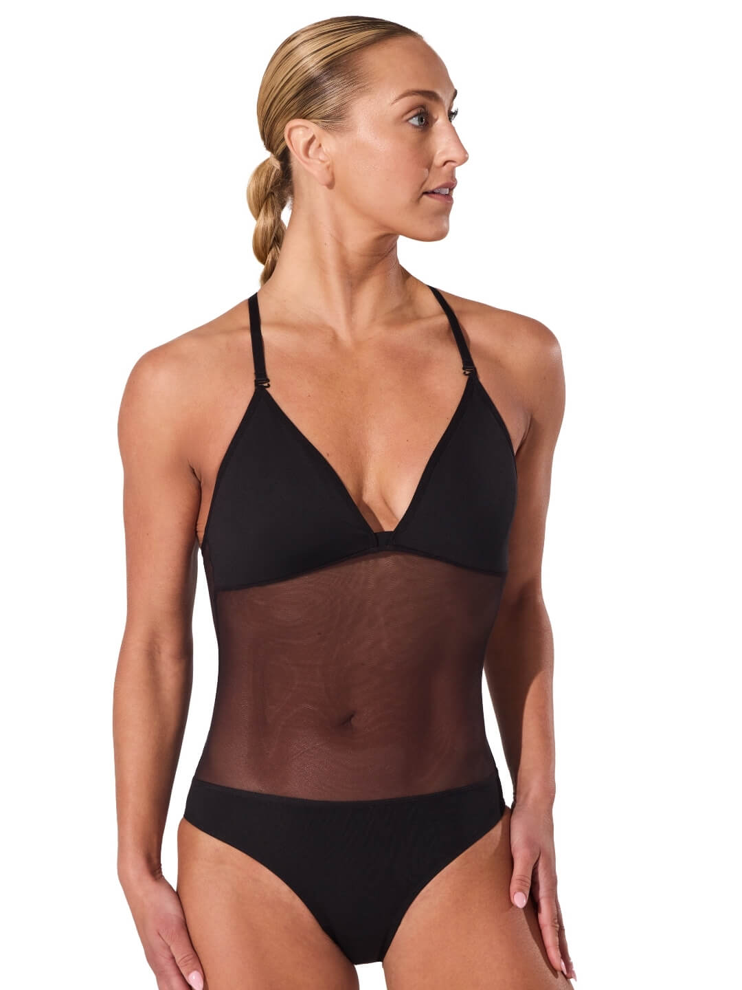 Capezio Capezio Plunge Neck Mesh Midriff Leotard