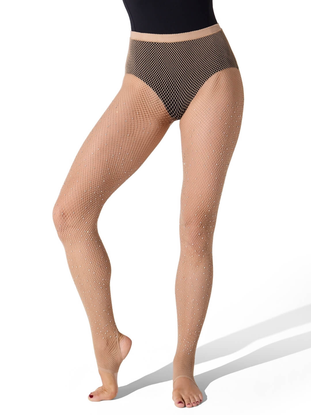 Capezio Capezio All Over Rhinestone Fishnet Stirrup Tight