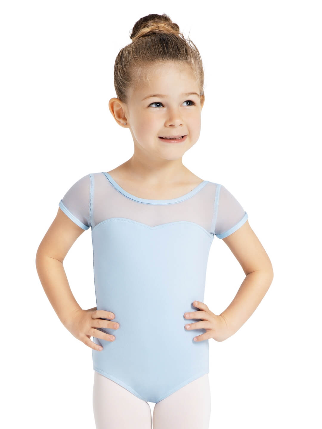 Capezio Capezio Studio Collection Mesh Yoke Short Sleeve Leotard - Girls