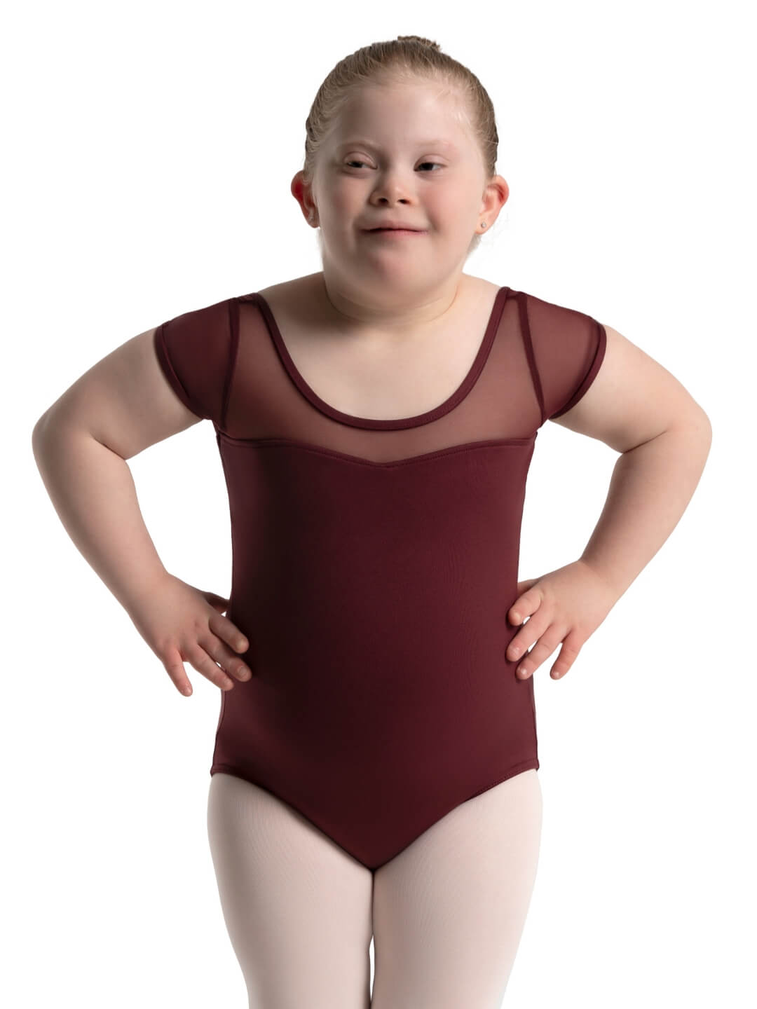 Capezio Capezio Studio Collection Mesh Yoke Short Sleeve Leotard - Girls