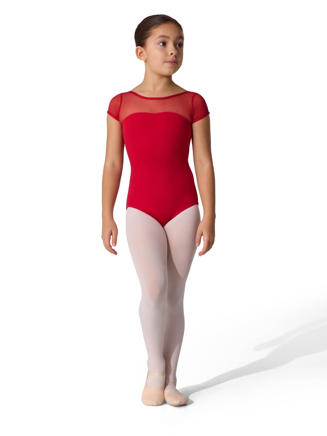 Capezio Capezio Studio Collection Mesh Yoke Short Sleeve Leotard - Girls