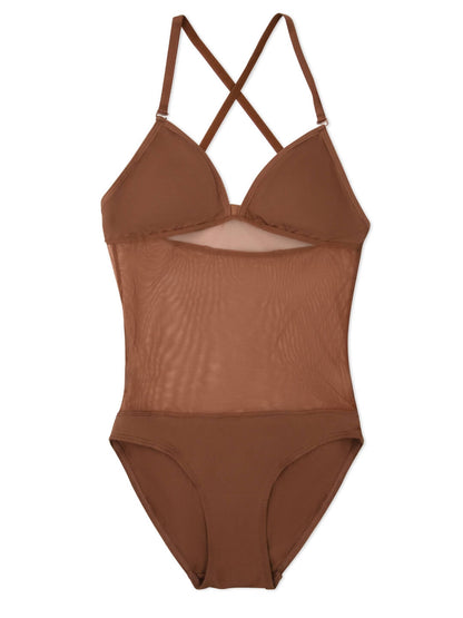 Capezio Capezio Plunge Neck Mesh Midriff Leotard - Girls
