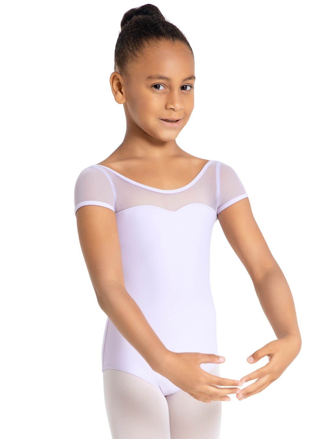 Capezio Capezio Studio Collection Mesh Yoke Short Sleeve Leotard - Girls