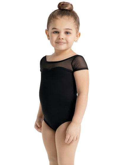 Capezio Capezio Studio Collection Mesh Yoke Short Sleeve Leotard - Girls