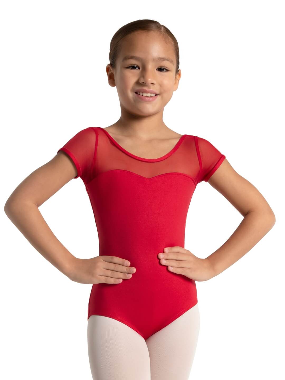 Capezio Capezio Studio Collection Mesh Yoke Short Sleeve Leotard - Girls